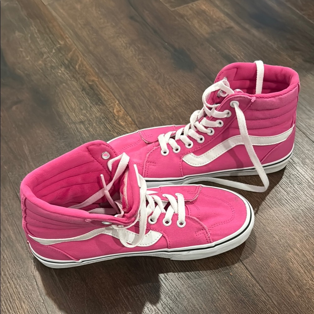 Vans Pink and White Women's Sneakers - Picture 3 of 10
